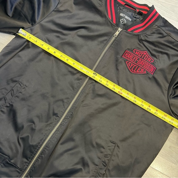 Harley-Davidson Flying Eagle Black/Red Bomber Jacket Mens L Full Zip Racing - Picture 6 of 11